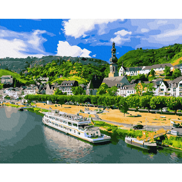 Картина по номерам Города - Круїзний корабель на побережжі