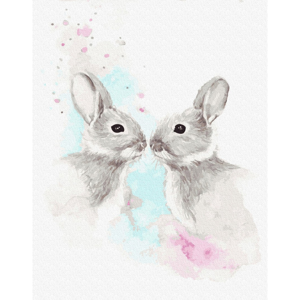 Картина по номерам Тварини, птахи та риби - Закохані зайчики