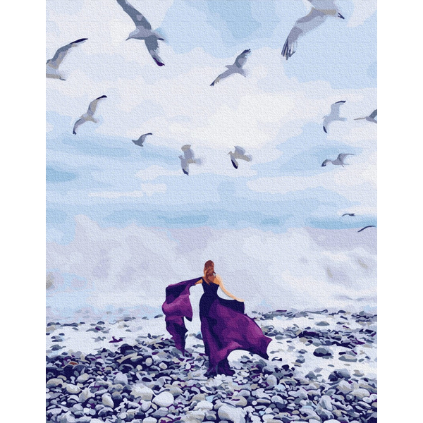 Картина по номерам Природа - Дівчина і чайки