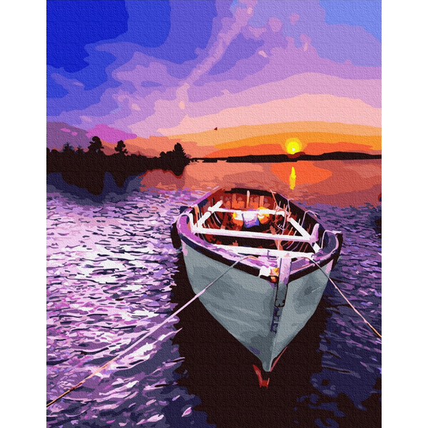 Картина по номерам Природа - Човен на заході