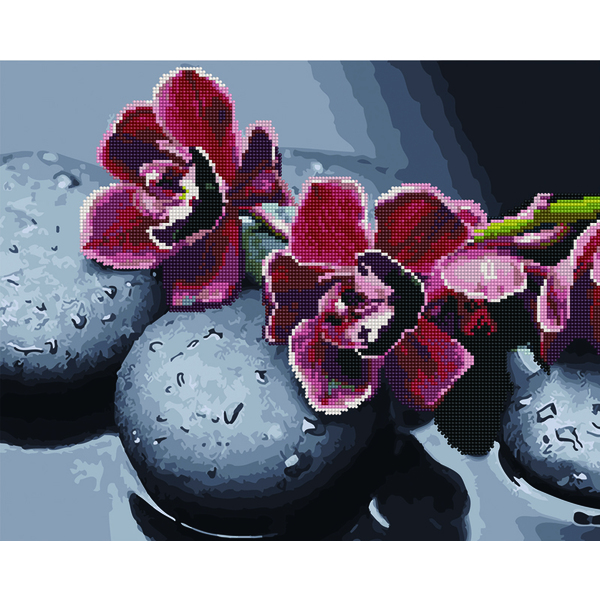 Комбінована алмазна мозаїка - Червоні орхідеї