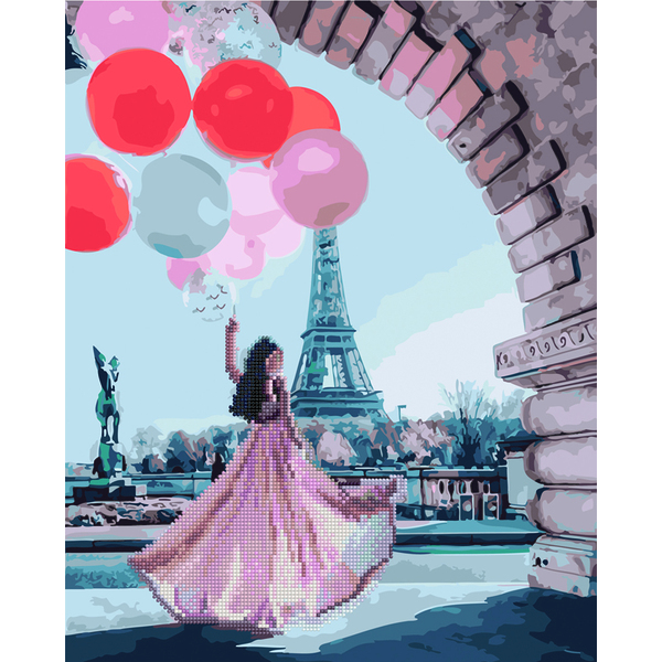 Комбінована алмазна мозаїка - Принцеса і кулі