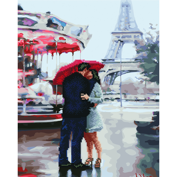 Комбінована алмазна мозаїка - Щасливі під парасолькою