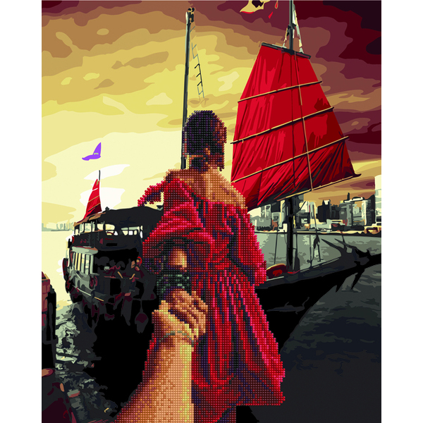 Комбінована алмазна мозаїка - Слідуй за мною: пупрурові вітрила