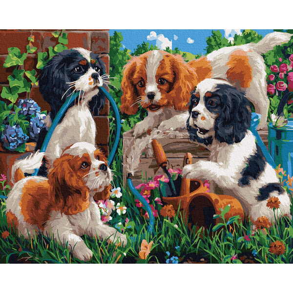 Картина по номерам Тварини, птахи та риби - Щенята-товариші