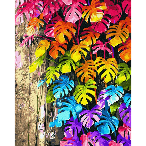 Картина по номерам Квіти - Кольорове листя