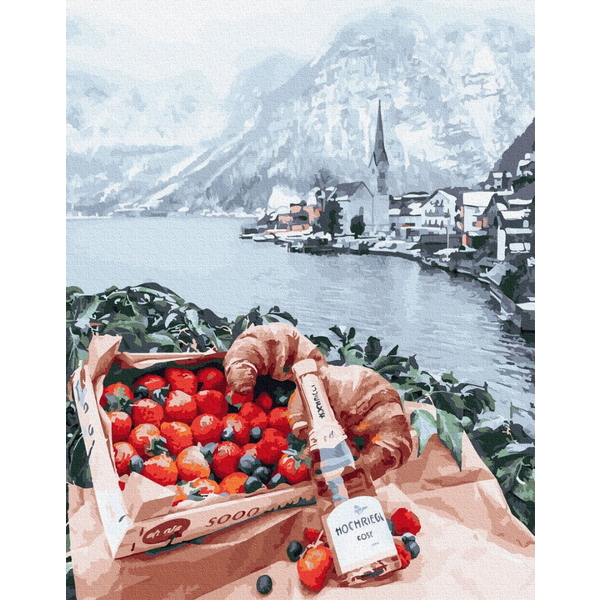 Картина по номерам Преміум картини - Романтичний пікнік на фоні Гальштат