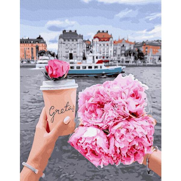 Картина по номерам Преміум картини - Прогулянка з піонами