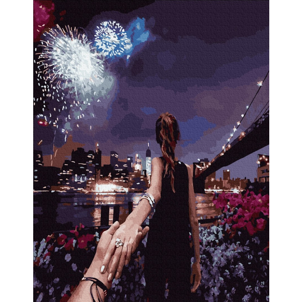 Картина по номерам Преміум картини - Слідуй за мною: феєрверк нового року