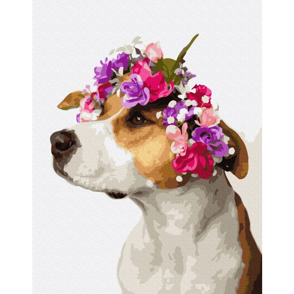 Картина по номерам Преміум картини - Собачка в віночку