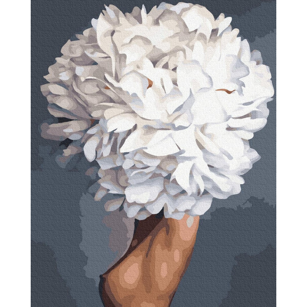 Картина по номерам Преміум картини - Дівчина білий піон