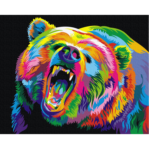 Картина по номерам Для початківців - Веселковий ведмідь грізлі