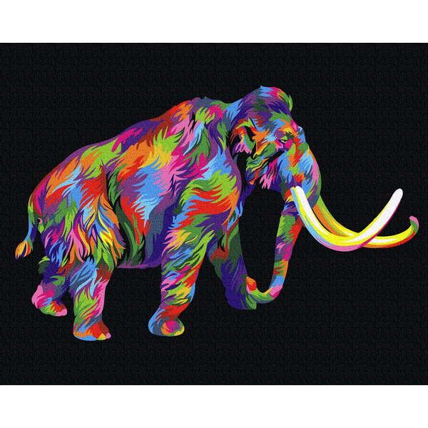 Картина по номерам Для початківців - Веселковий мамонт
