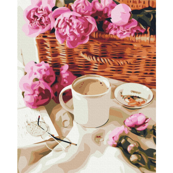Картина по номерам Натюрморти - Пионы в корзине