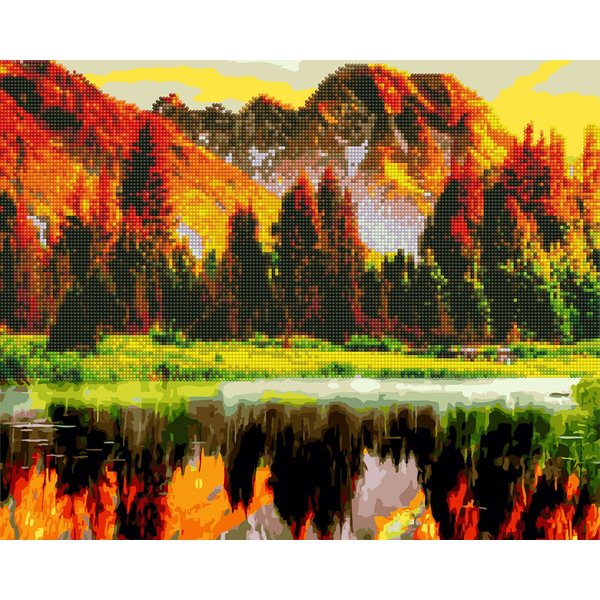 Комбінована алмазна мозаїка - Осінній ліс