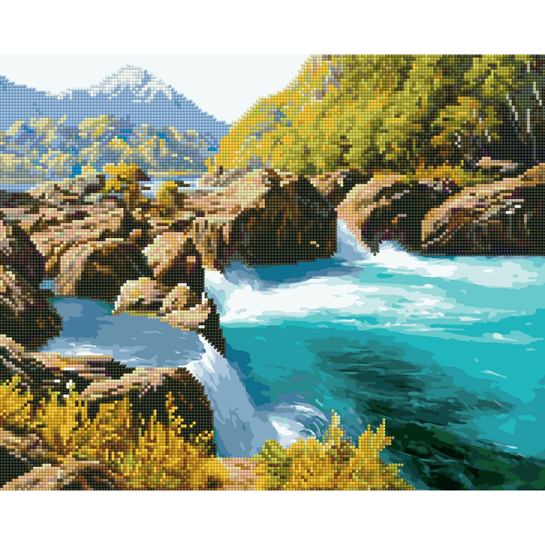 Комбінована алмазна мозаїка - Гірська ріка