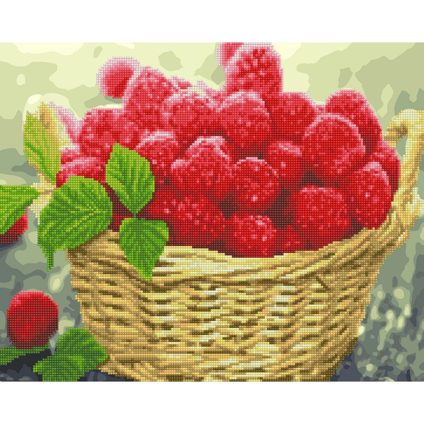 Комбінована алмазна мозаїка - Ягоди малини