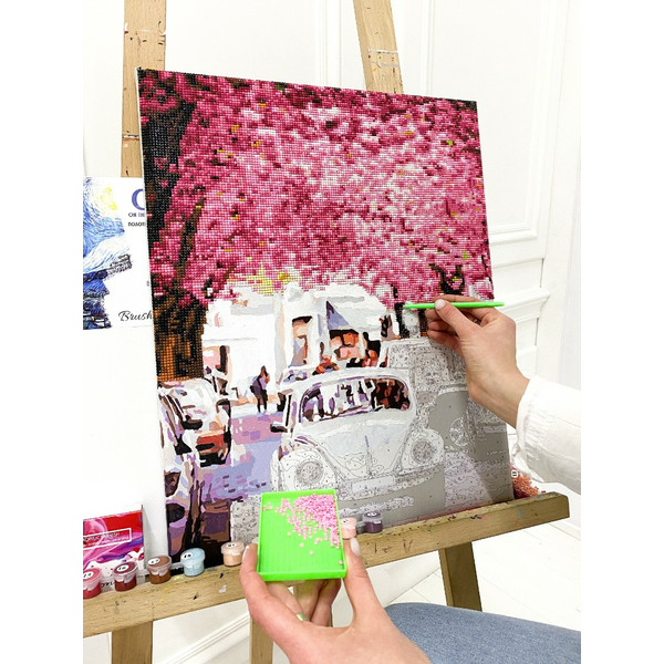 Комбінована алмазна мозаїка - Квітуча вулиця