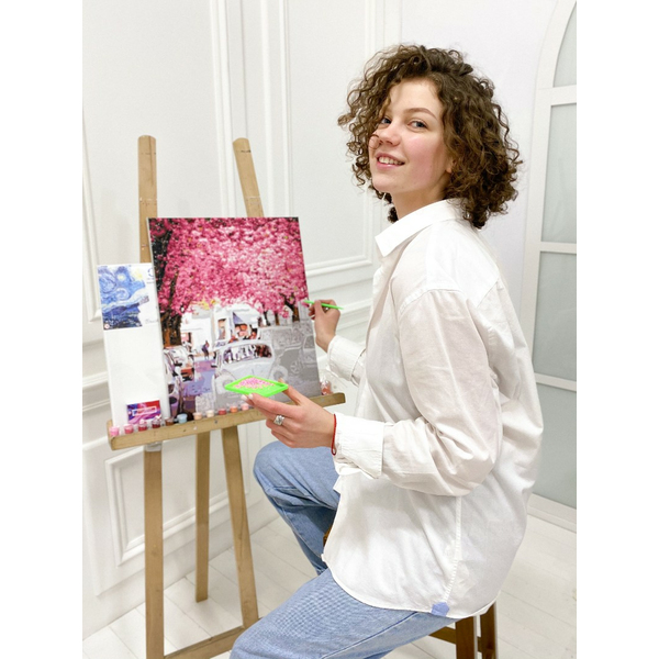 Комбінована алмазна мозаїка - Квітуча вулиця