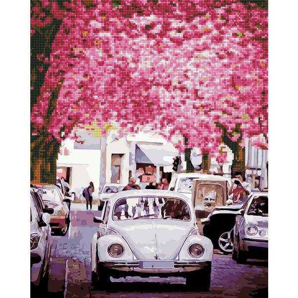 Комбінована алмазна мозаїка - Квітуча вулиця