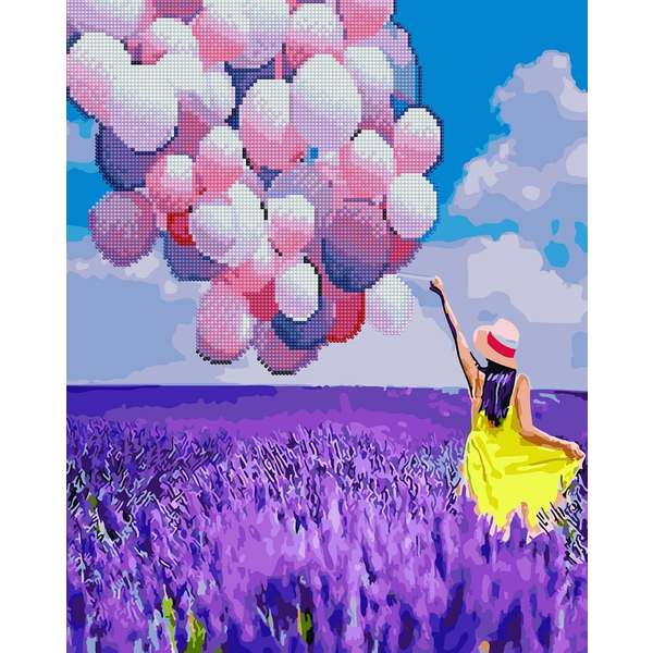 Комбінована алмазна мозаїка - Кульки в лавандовому полі