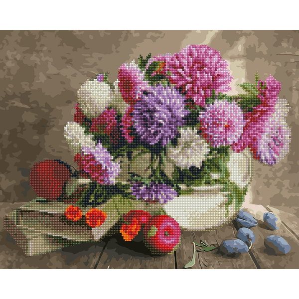 Комбінована алмазна мозаїка - Різнокольорові айстри