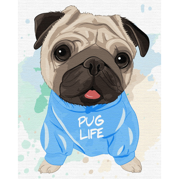 Картина по номерам Для початківців - Яркий мопсик