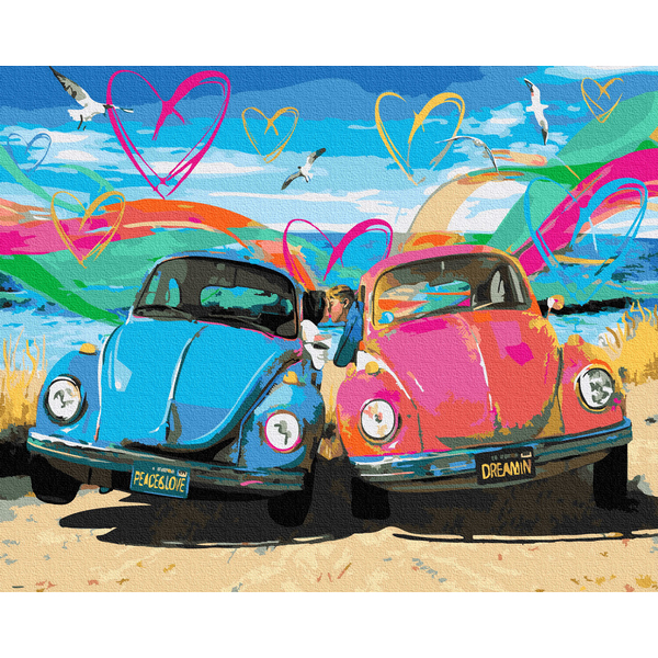 Картина по номерам Кораблі, автомобілі та літаки - Любов. Мир. Ретро