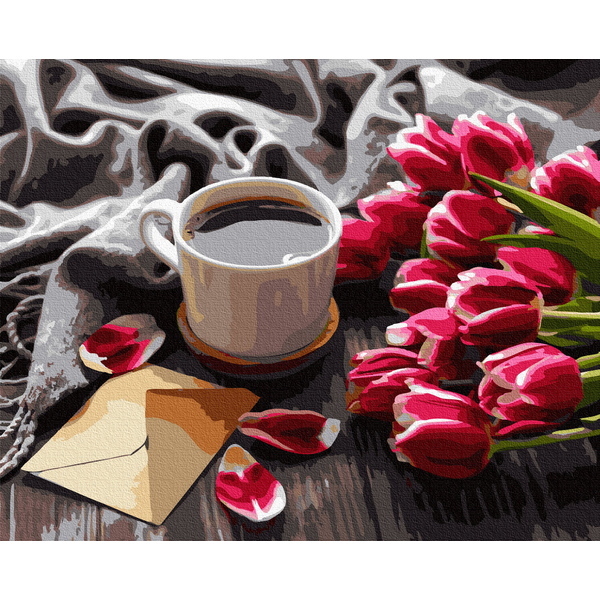 Картина по номерам Натюрморти - Тюльпани до кави