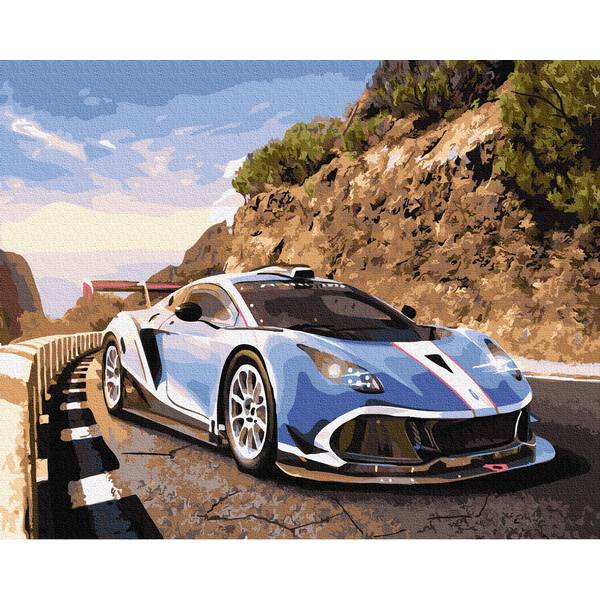 Картина по номерам Кораблі, автомобілі та літаки - Спорткар в горах