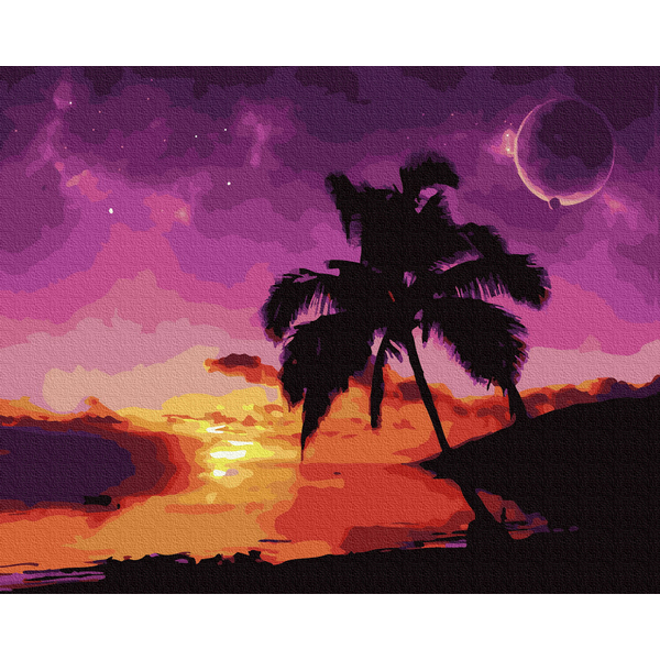 Картина по номерам Пейзажі - Захід сонця в лагуні