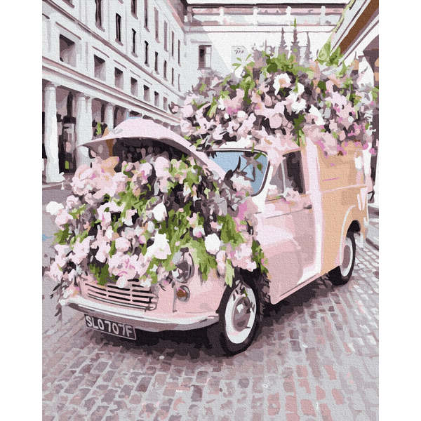 Картина по номерам Кораблі, автомобілі та літаки - Квіткове авто