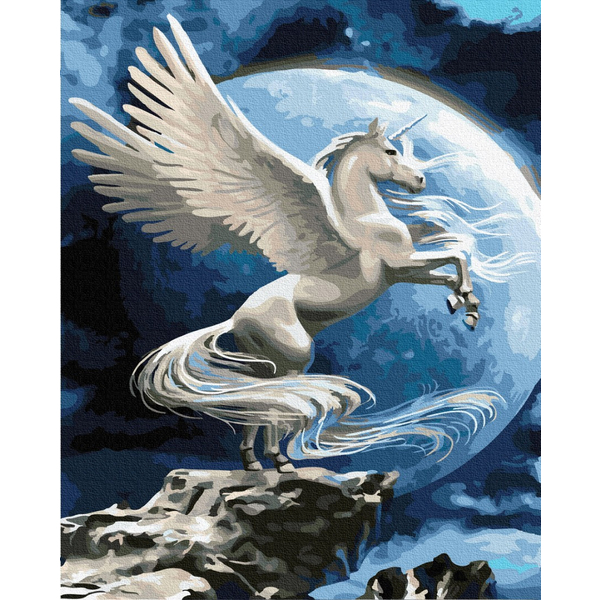 Картина по номерам Тварини, птахи та риби - Пегас в повний місяць