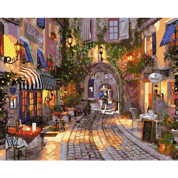 Картина по номерам Города - Вечірня вулиця старого міста