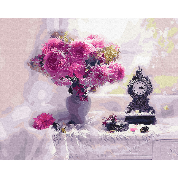 Картина по номерам Квіти - Натюрморт з рожевими айстрами