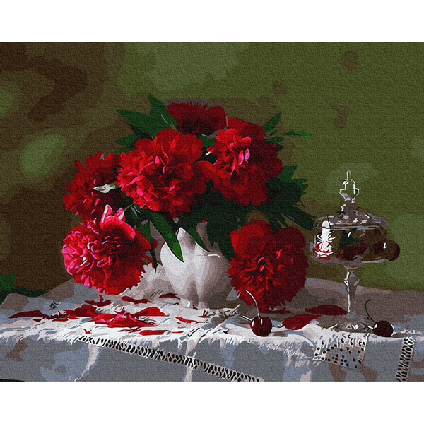 Картина по номерам Квіти - Червоні піони