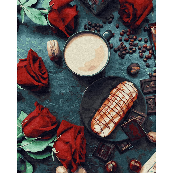 Картина по номерам Натюрморти - Еклер зі смаком троянд