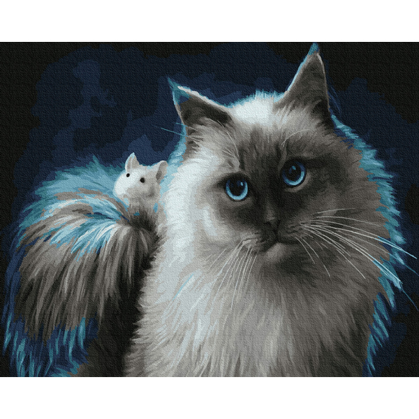 Картина по номерам Тварини, птахи та риби - Котик і мишка