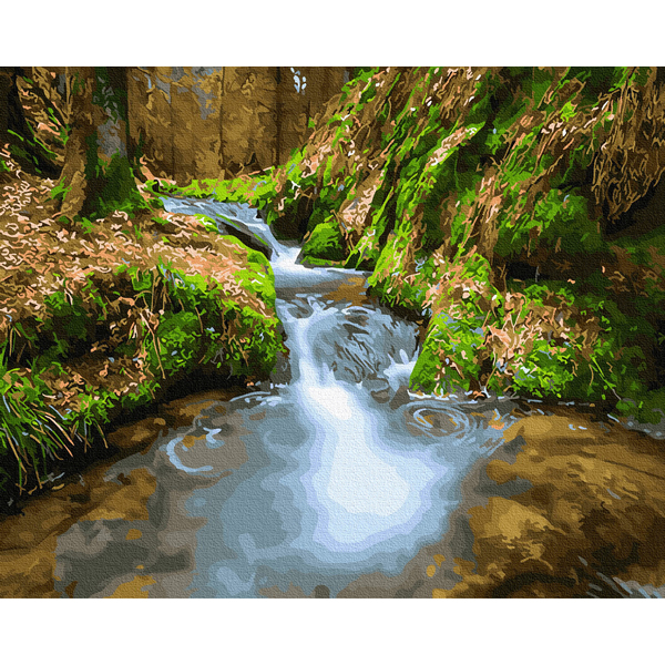 Картина по номерам Природа - Водоспад серед гір