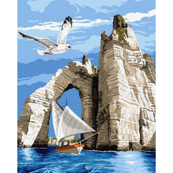 Картина по номерам Пейзажі - Яхта біля скель
