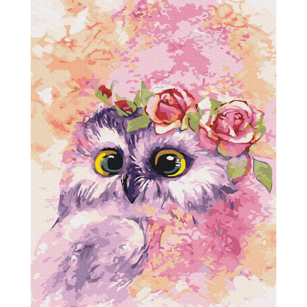 Картина по номерам Для початківців - Сова в рожевому світлі