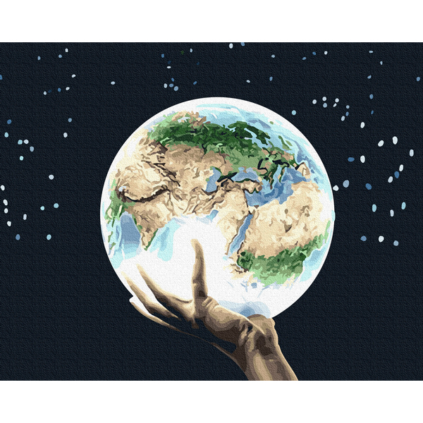 Картина по номерам Абстракції - Планета в руках людини