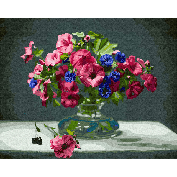 Картина по номерам Квіти - Букет рожевих петуній