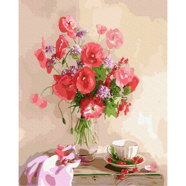 Картина по номерам Квіти - Букет маків на столі