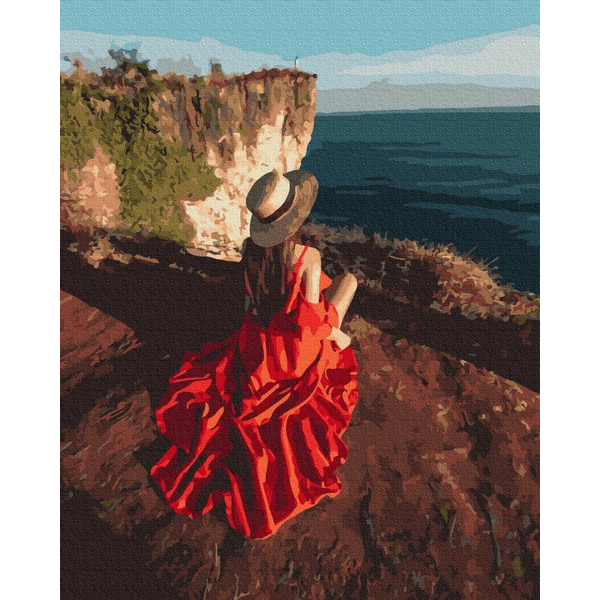 Картина по номерам Люди на картинах - Мандрівниця на скелях