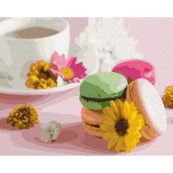 Картина по номерам Натюрморти - Квіткові макаруни