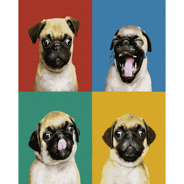 Картина по номерам Авторські колекції - Колаж з мопсом