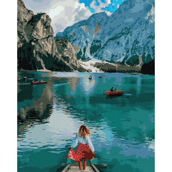 Картина по номерам Авторські колекції - Мандрівниця біля озера Браєс