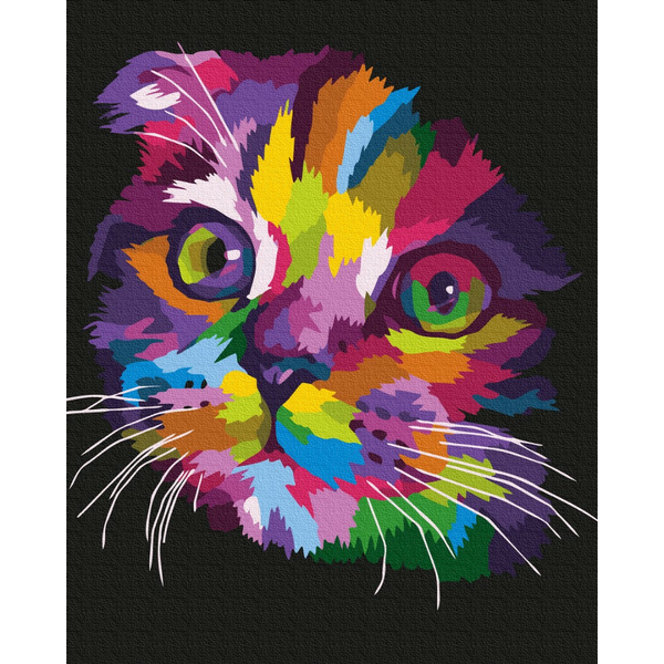 Картина по номерам Поп Арт - Веселкове кошенятко