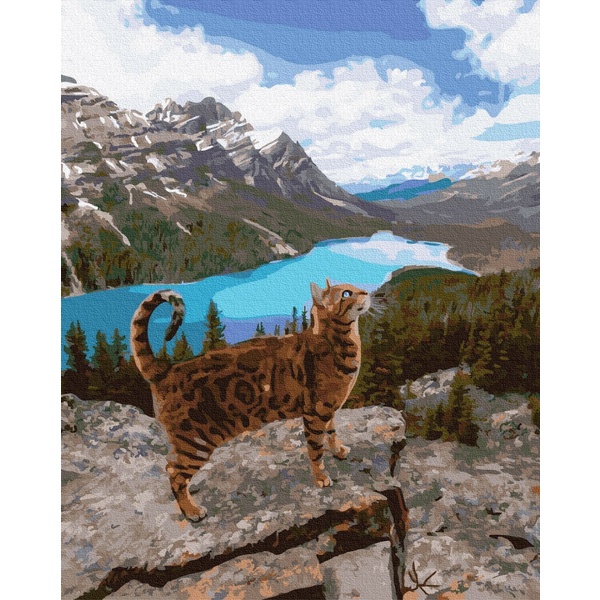 Картина по номерам Тварини, птахи та риби - Кіт оцелот серед гір